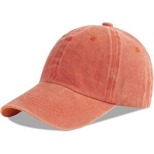 Unisex Washed-orange Baseball Cap Cotton Fits Washed Denim Adjustable Hat